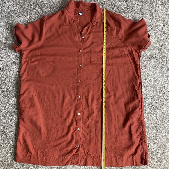 Old Navy XXL Linen Blend Button Front Casual Shirt Dress Pockets Rust 2XL - Picture 10 of 13